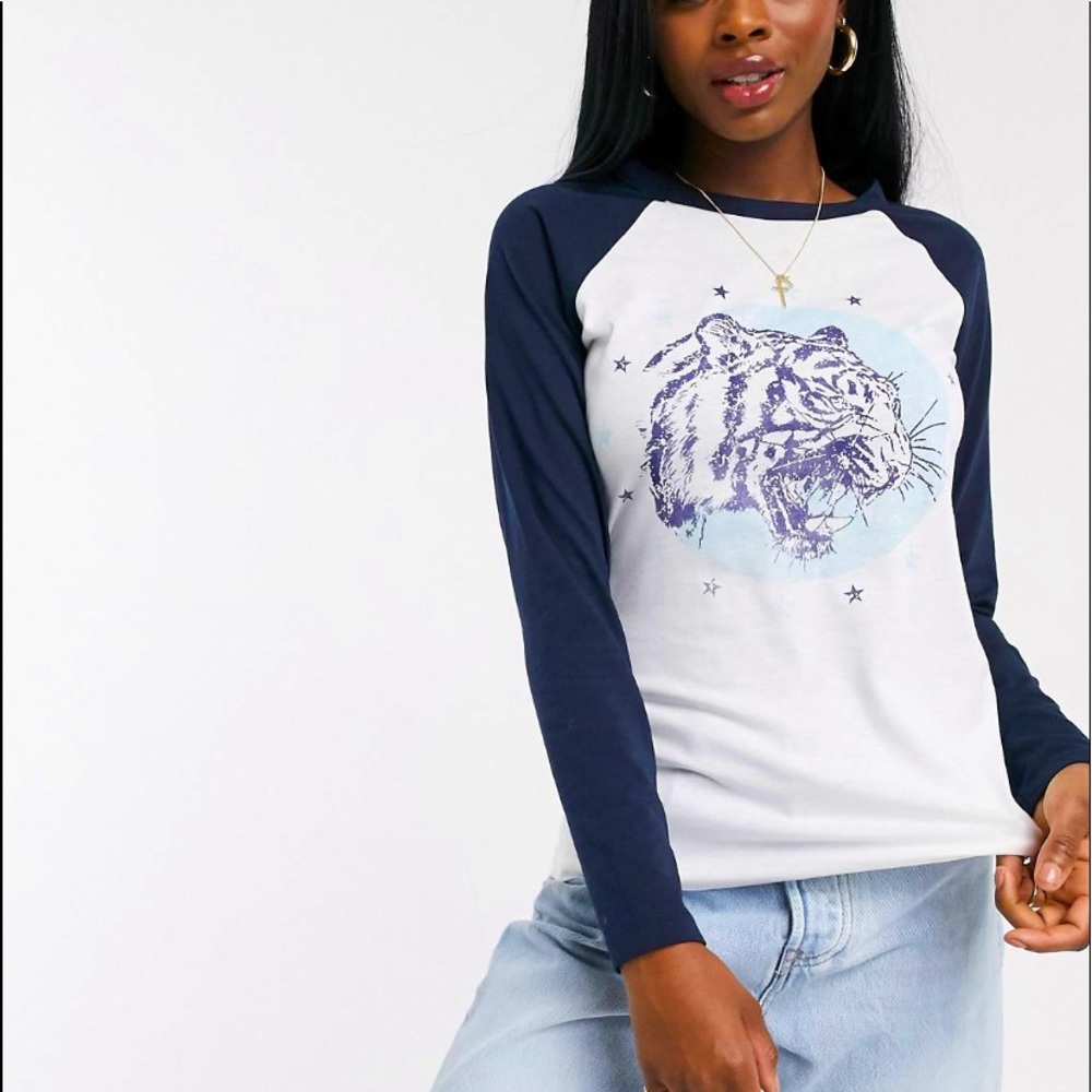 Brave Soul Tigress Contrast Sleeve Tee